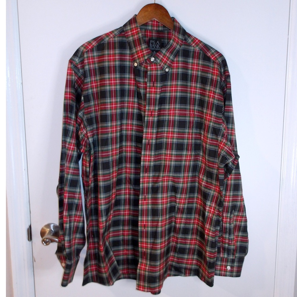 Jos. A. Bank Plaid Button Down Long Sleeve Shirt Classic Fit Mens Size XL /#6153